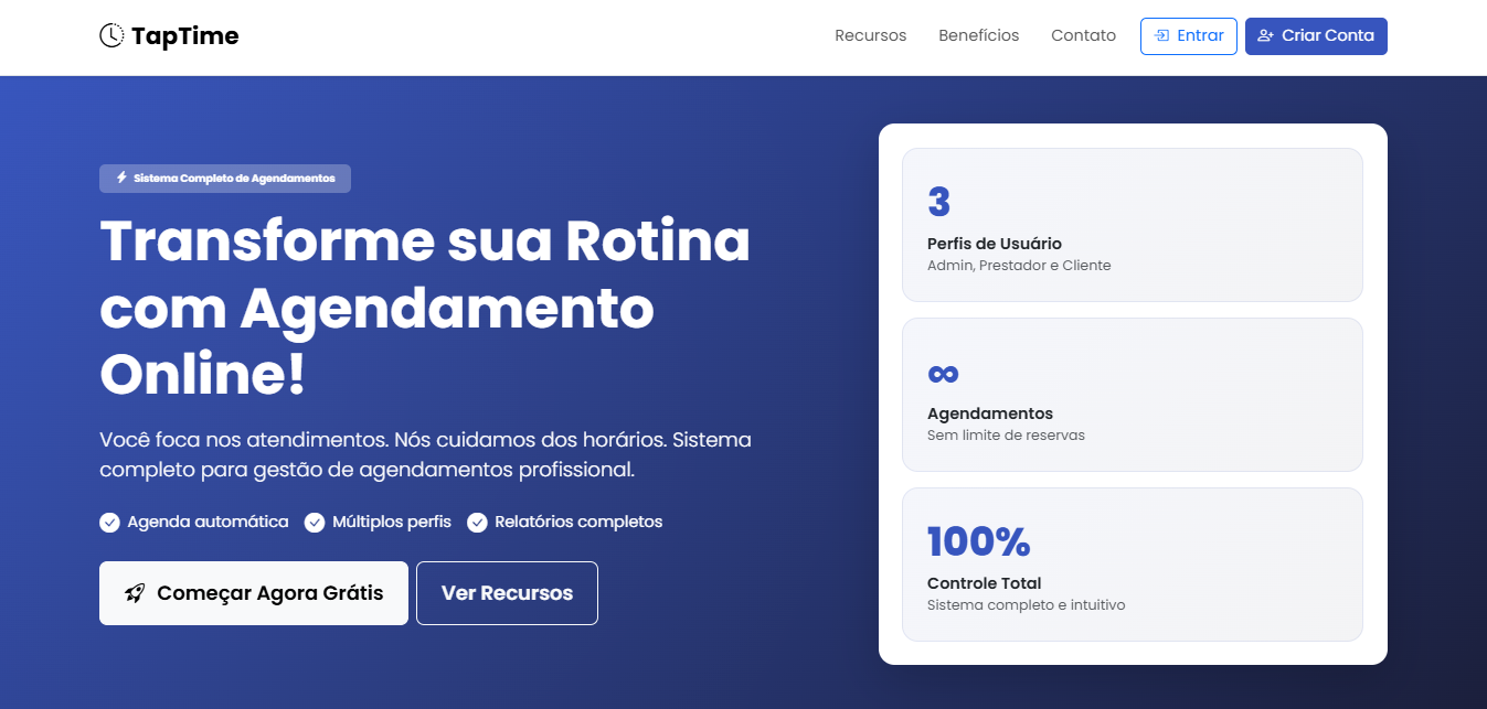 TapTime - Sistema de Agendamentos